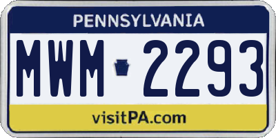 PA license plate MWM2293
