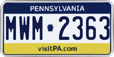 PA license plate MWM2363