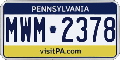 PA license plate MWM2378