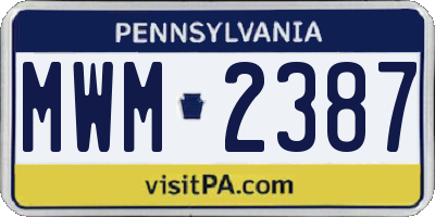PA license plate MWM2387