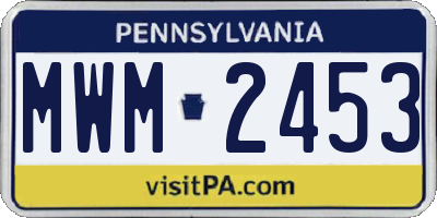 PA license plate MWM2453