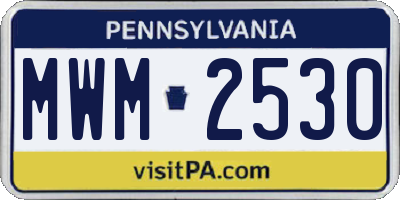 PA license plate MWM2530