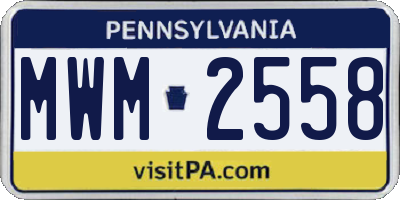 PA license plate MWM2558