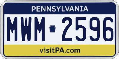 PA license plate MWM2596