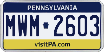 PA license plate MWM2603