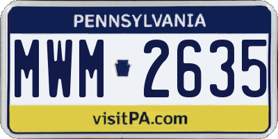 PA license plate MWM2635