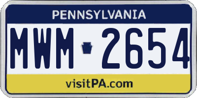 PA license plate MWM2654