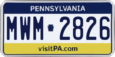 PA license plate MWM2826