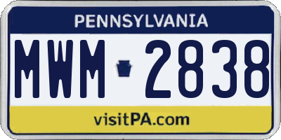 PA license plate MWM2838