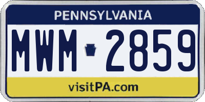 PA license plate MWM2859