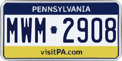 PA license plate MWM2908
