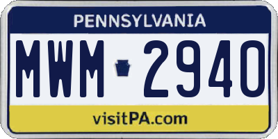 PA license plate MWM2940