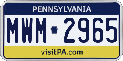 PA license plate MWM2965