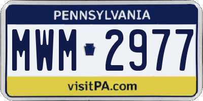 PA license plate MWM2977