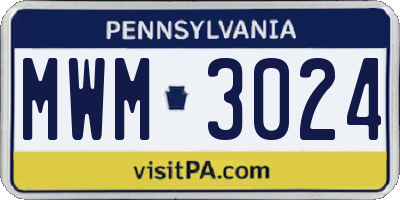 PA license plate MWM3024