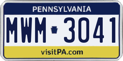 PA license plate MWM3041