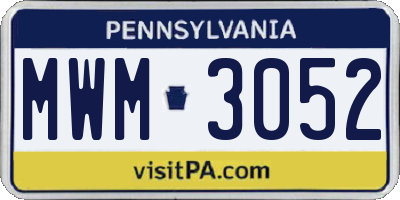 PA license plate MWM3052