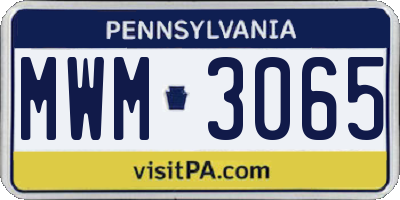 PA license plate MWM3065