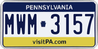 PA license plate MWM3157