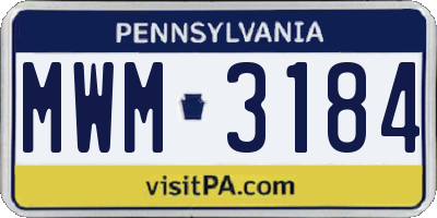 PA license plate MWM3184