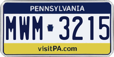 PA license plate MWM3215