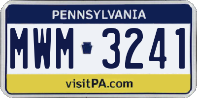 PA license plate MWM3241