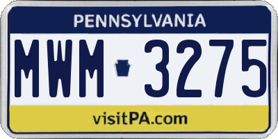 PA license plate MWM3275