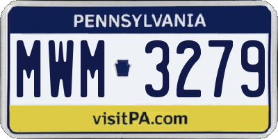 PA license plate MWM3279