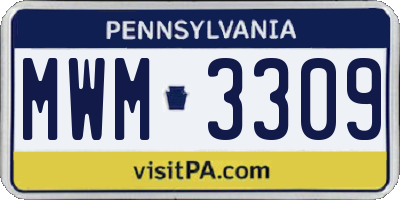 PA license plate MWM3309