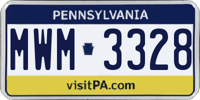 PA license plate MWM3328