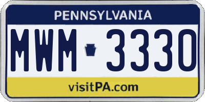 PA license plate MWM3330