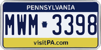 PA license plate MWM3398
