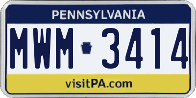 PA license plate MWM3414