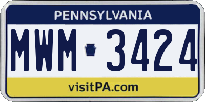 PA license plate MWM3424