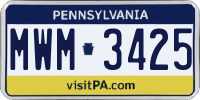 PA license plate MWM3425