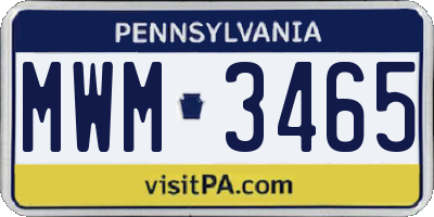 PA license plate MWM3465