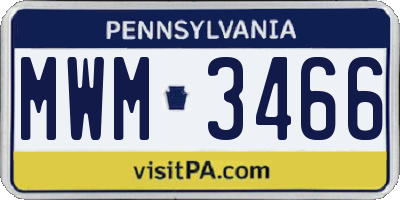 PA license plate MWM3466
