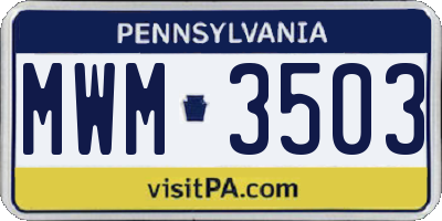 PA license plate MWM3503