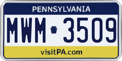 PA license plate MWM3509