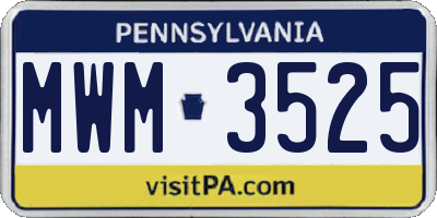 PA license plate MWM3525