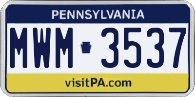 PA license plate MWM3537