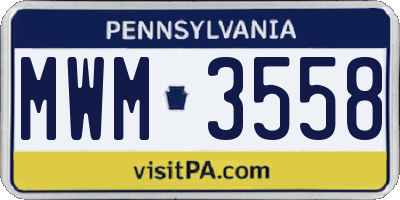 PA license plate MWM3558