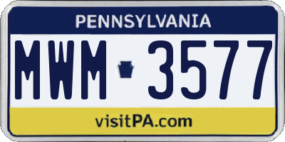 PA license plate MWM3577