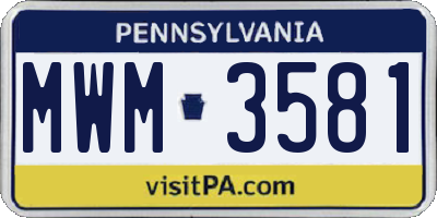 PA license plate MWM3581