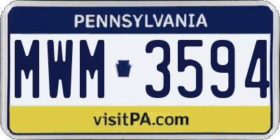 PA license plate MWM3594