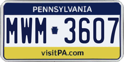 PA license plate MWM3607
