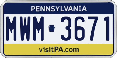 PA license plate MWM3671