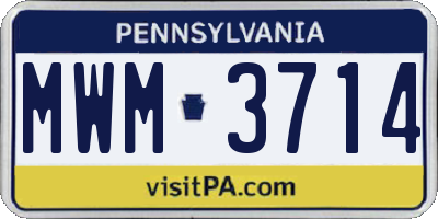 PA license plate MWM3714