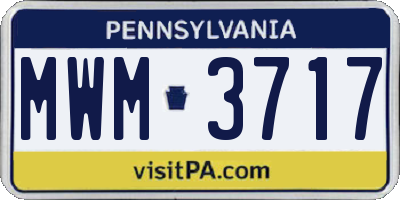 PA license plate MWM3717