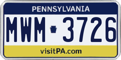 PA license plate MWM3726
